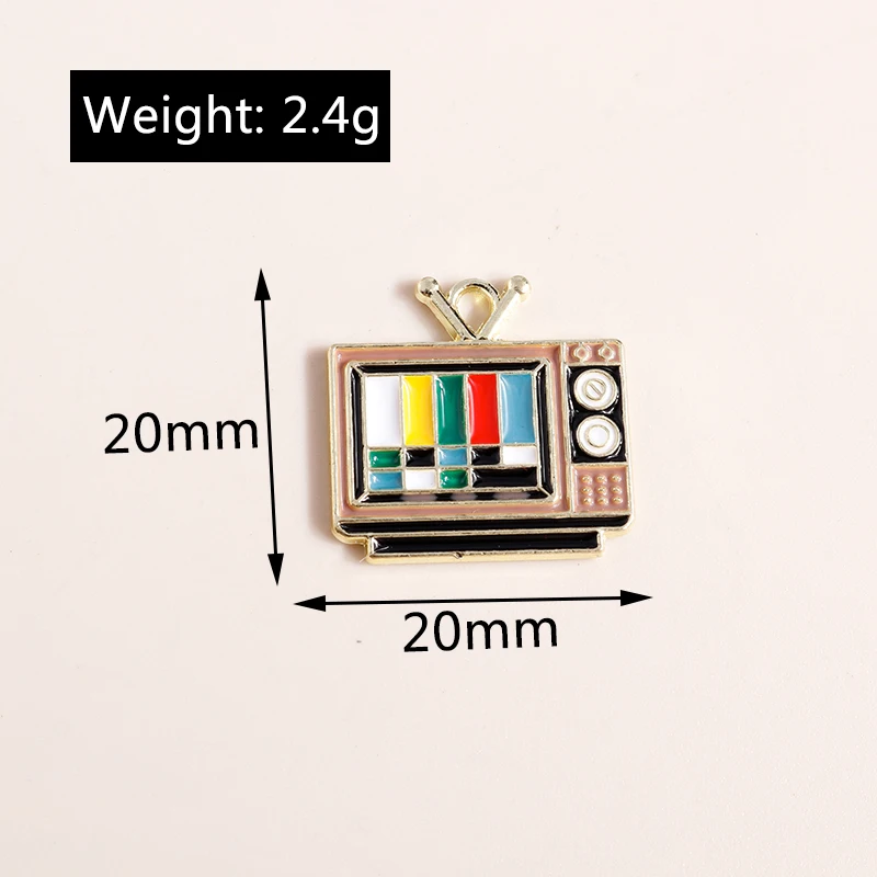 Leslie 10 Stück Emaille Retro TV Kamera Luftballon Auto Fahrrad Anhänger Cartoon DIY Halskette Armband Ohrring Schlüsselanhänger Zubehör – Detail 20