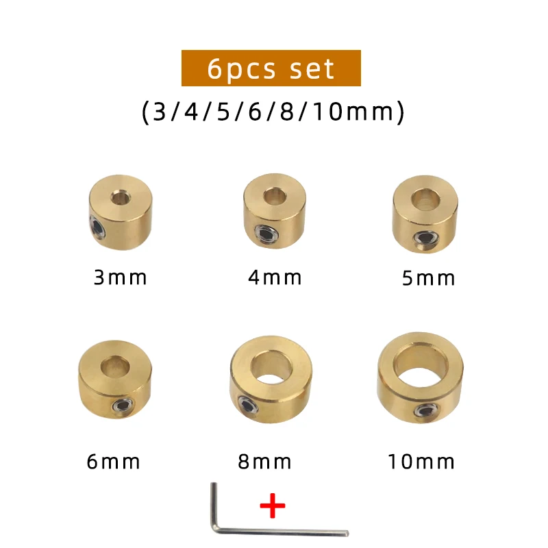 3-12mm Boor Gereedschap Messing Diepte Stop Kragen Ring Positioner Ring Met Inbussleutel Voor Houtbewerking boor Locator Gereedschap