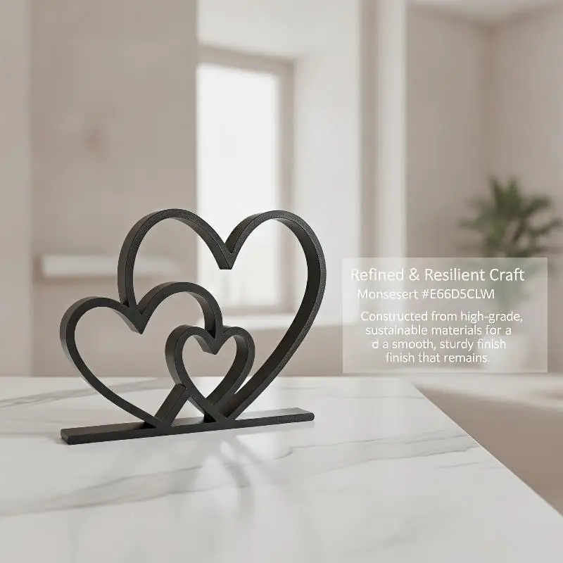 Heart-to-Heart Statue - Black & White Love Ornament, Desk & Bookshelf Decor, Valentine's Gift, Home Decoration