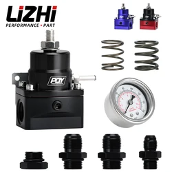 Aluminum Universal AN8 Feed & AN6 Return Line Fuel Pressure Regulator W/ 0-160PSI Gauge Set 3-20 20-45 45-70 Pressure Springs