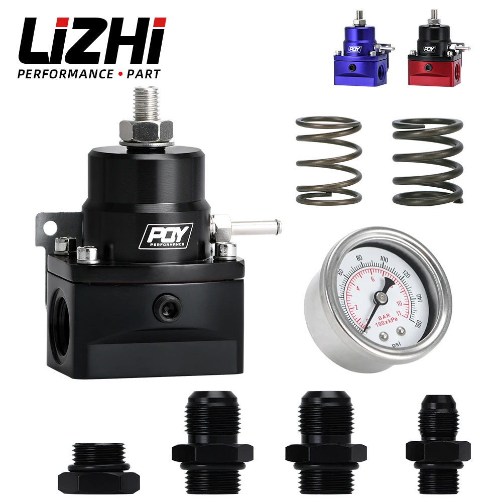 Aluminiowy uniwersalny regulator ciśnienia paliwa AN8 i przewodu powrotnego AN6 z zestawem manometrów 0-160PSI 3-20 20-45 45-70 sprężyny dociskowe