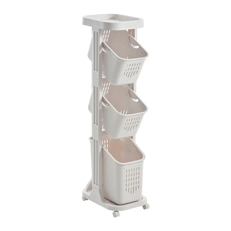 Multi-function Sandwich Bathroom Dirty Laundry Basket Plastic Kitchen Narrow Seam Storage Rack Dormitory Debris Storage Cart