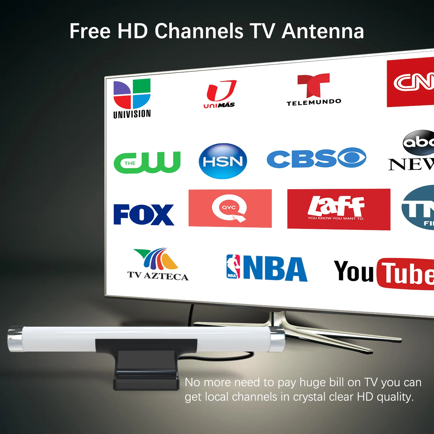HDTV HD Digital TV Antenna 36dBi High Gain Signal Booster VHF/UHF Amplifier ATSC DVB-T2 Free 1080p TV Channel 172-240/470-860MHz
