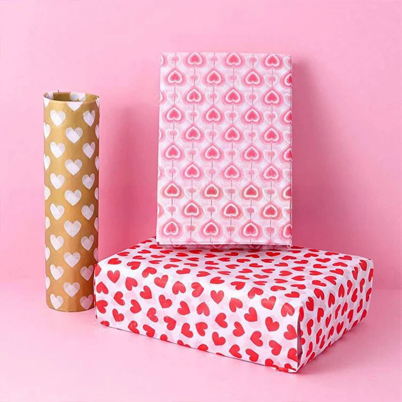 10Pc 50x66cm Love Heart Tissue Paper DIY Handmade Flower Bouquet Wrapping Paper Wedding Party Valentine'S Day Gift Packing Decor