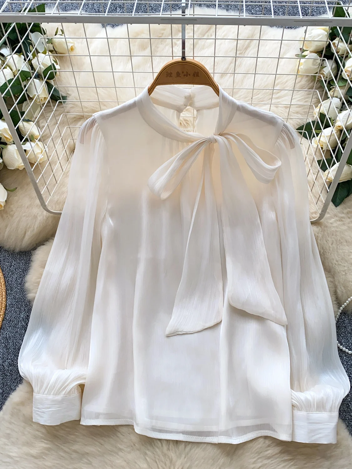 Ele Knot Lantern Sve Me irt Damen Faionable Vielseitiges Herbstoberteil Hautfreundliches, atmungsaktives koreanisches Sle