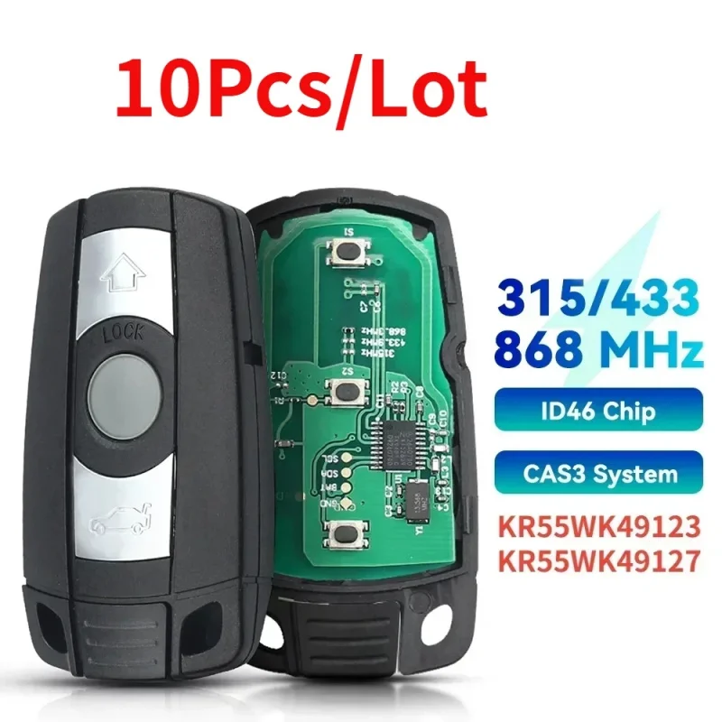 

10PCS/Lot New Remote Key for BMW CAS3 System 434MHZ/315MHz/868Mhz FSK for X5 X6 Z4 1/3/5/7 Series Vehicle Smart Key Control