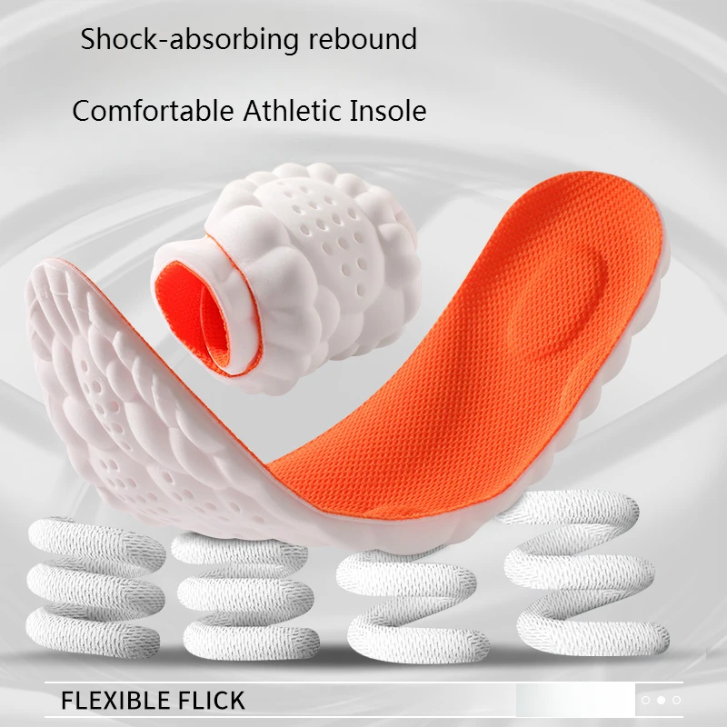 PU Massage Sport Insoles For Shoes Men Antibacterial Deodorant Running Insole for Feet Shock Absorption Sole Non Slip Shoe Pads