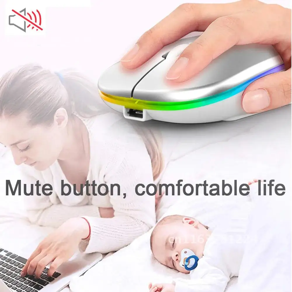 Wiederauf ladbare drahtlose Maus Computer Bluetooth-Maus ergonomische USB-Maus leise Mause mit Hintergrund beleuchtung RGB-Mäuse für Laptop-PC iPad