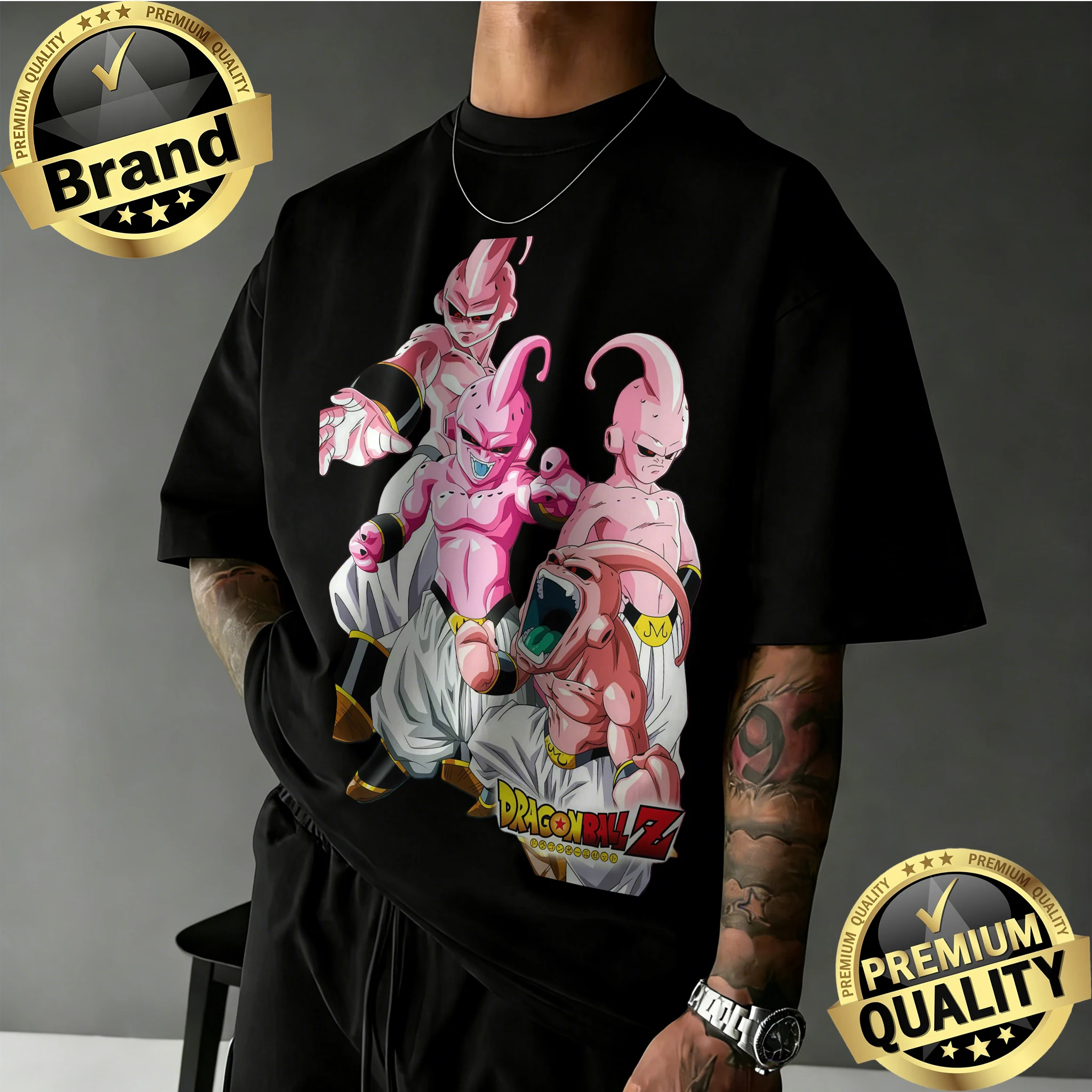 2026 Sommer Dragon Ball Z 100% Baumwolle Oversized T-Shirt für Herren Damen Kinder |   Majin Buu All Forms Collage Print Retro Anime T-Shirt