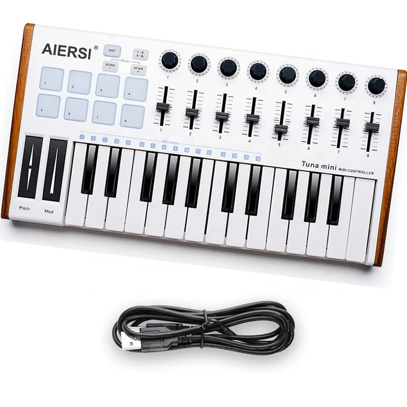 Brand 8 Encoders Faders USB MIDI Keyboard Controller Digital 25 Key Electronic Musical Instrument