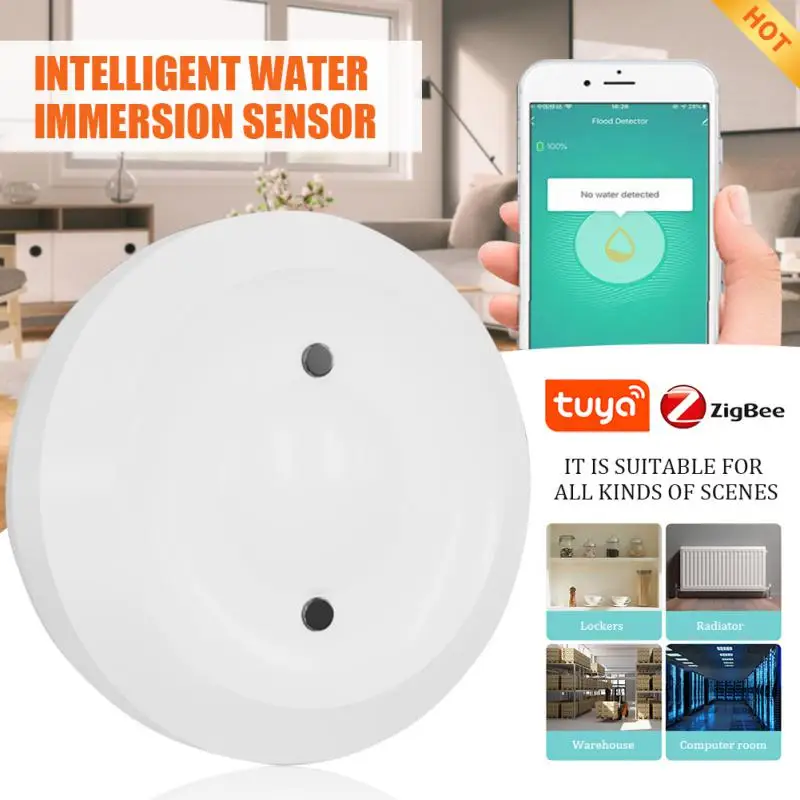 

Tenky ZigBee TUYA Water Leak Detector Flood Sensor Water Tank Full Water Linkage Alarm APP Remote Monitoring For Smart Home