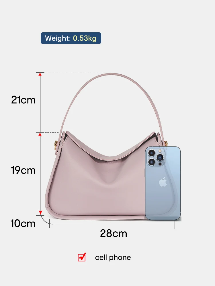 Zency Soft Split Leather Top-handle Bag Fashion Hobo Bag Women Shoulder Handbag Crossbody Designer Pink Brown Elegant Satchel