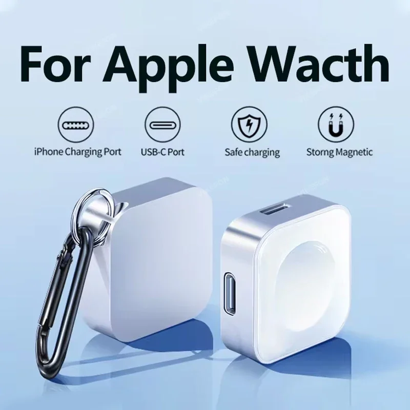 

Portable Wireless Watch Charger Type C 8pin Two interfaces For Apple Watch S9 8 7 6 5 4 3 2 1 SE Ultra Series Fast Charger