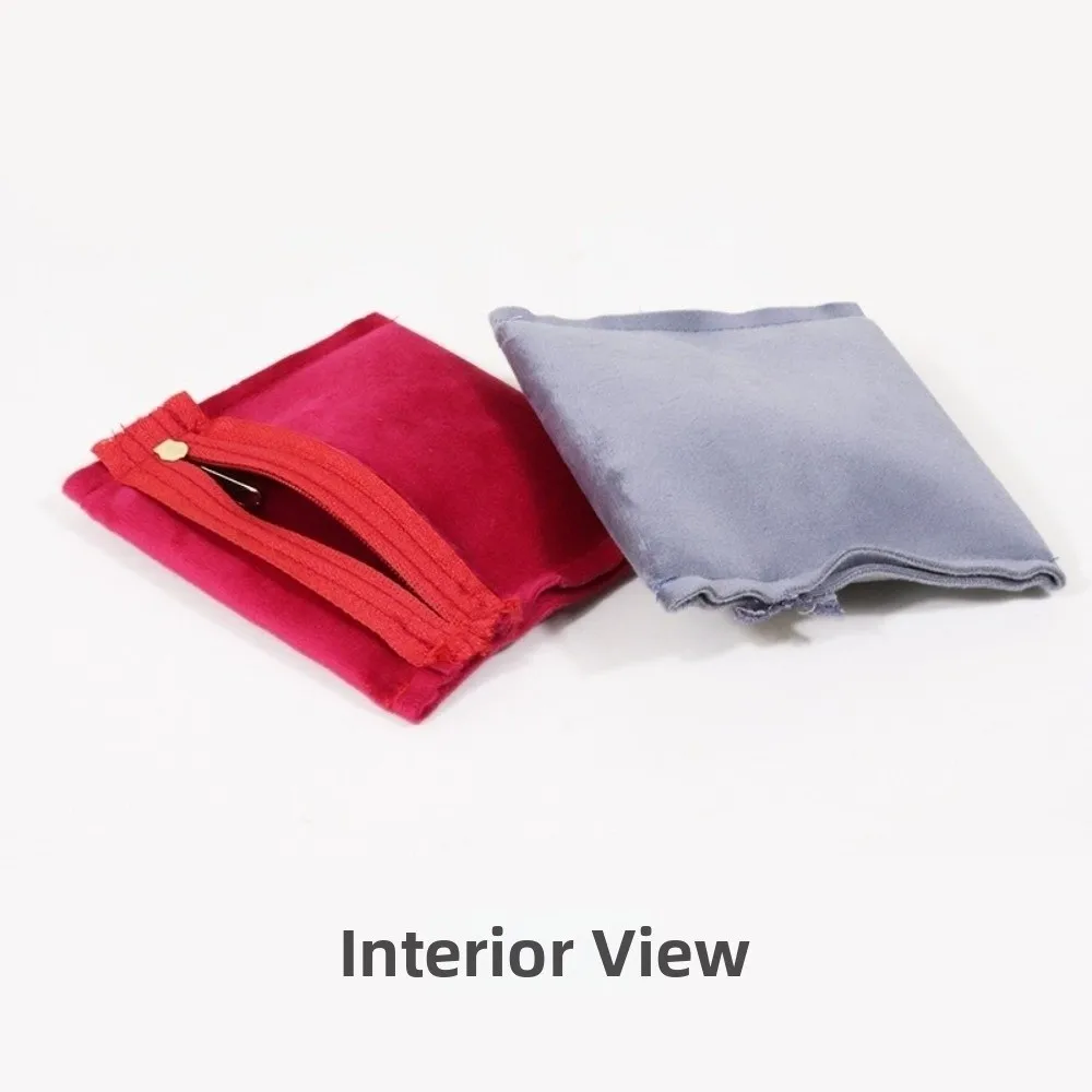 Pouch Flannelette Jewelry Packaging Bag Soft Zipper Jewelry Storage Bag Soild Colorful Dust Proof Velvet Jewelry Bag Travel