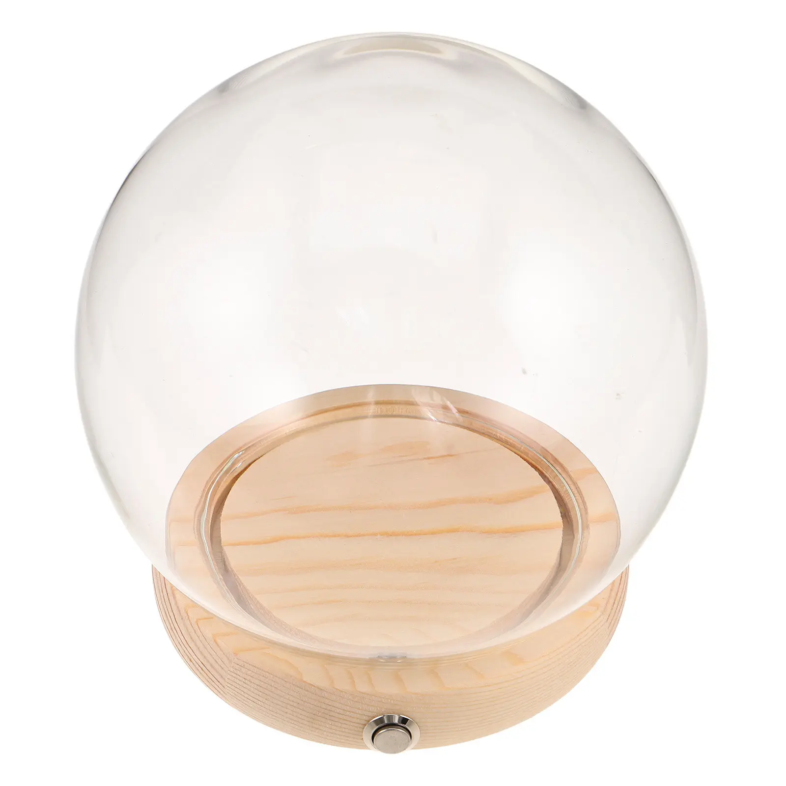 

Glass Display Dome Cloche Lighted Wood Base Clear Sphere Jar Tabletop Display Preserved Flower Wedding Party Favor