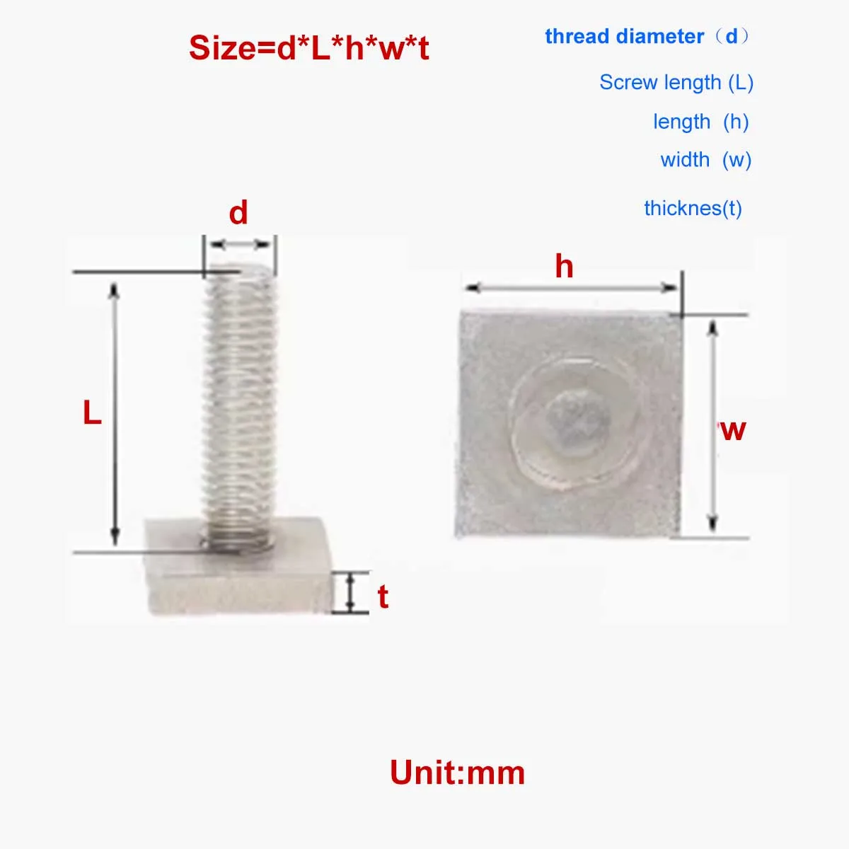 

304 Stainless Steel t-Shaped Guide Rail Screw/Customized Welding Bolt M4M6M8M10