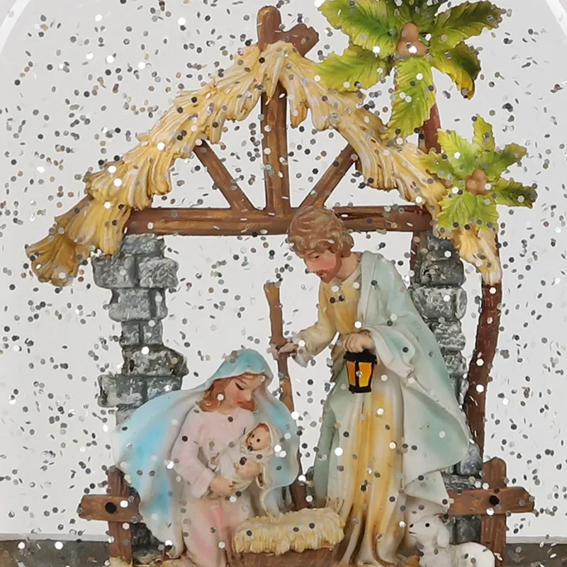 Christmas manger house water lamp landscape gift religious ornament music box automatic snow ornament atmosphere