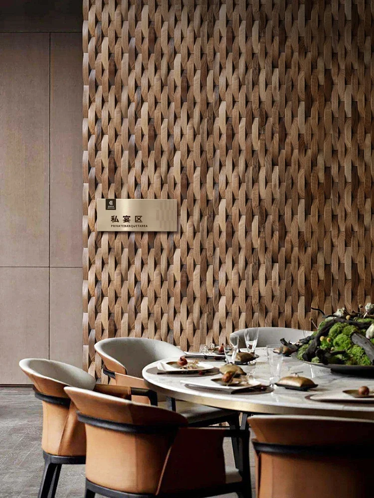 AIR freight Mosaic Decorative Wall Panel Weaving Style black walnut solid wood luxury Nordic style new Chinese style background