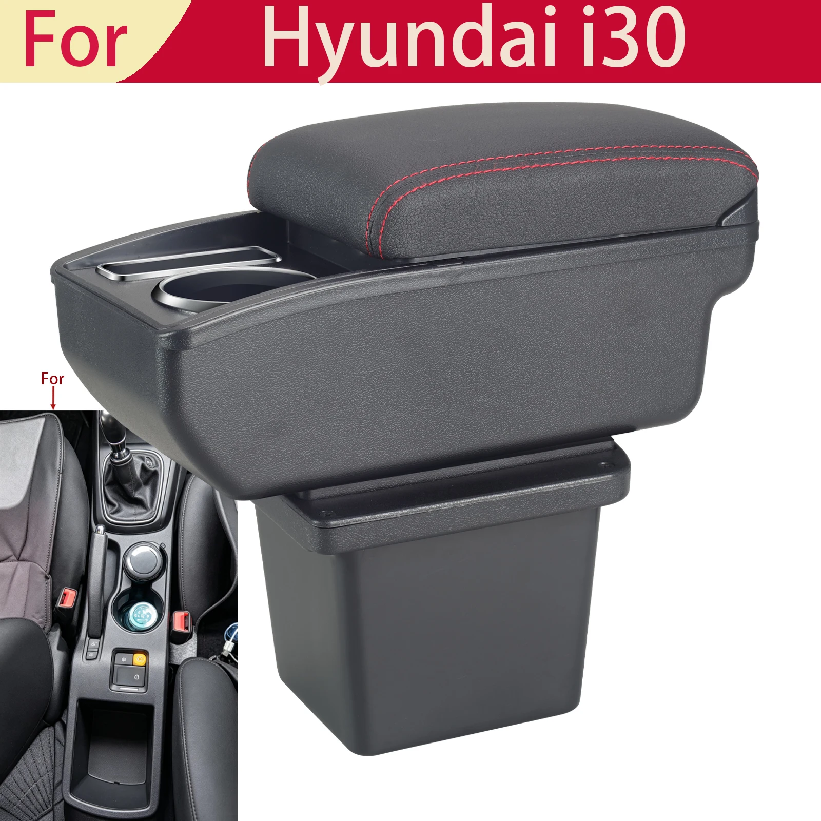 For Hyundai I30 Armrest Box for Hyundai Elantra Touring I30 FD I30cw 2007-2011 Box Armrest Storage Box Cup Holder Car Accessorie