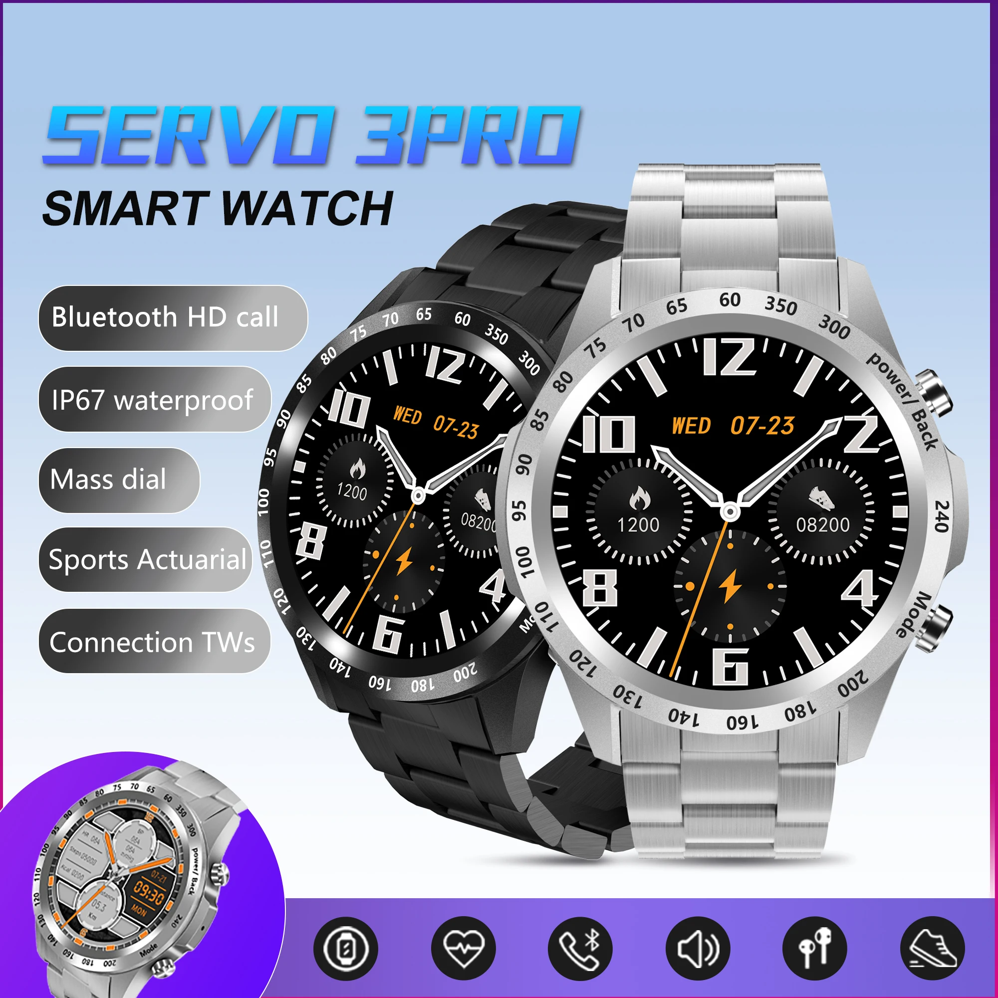 

Ультра низкая цена Bluetooth Smartwatch 1,3-дюймовый дисплей Bluetooth Вызов Воспроизведение музыки Мониторинг сердечного ритма Водонепроницаемые мужские часы