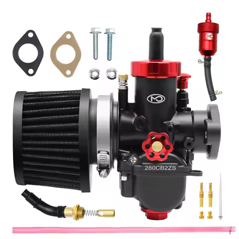 Alconstar- Motorcycle PE17 PE19 PE22 PE24 PE26 PE28 Flange Carburetor with Power Jet For 50 100cc 125cc 250cc Racing Motor Bike