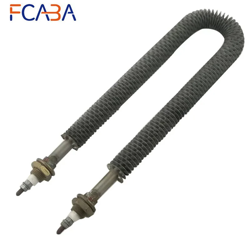 (Accept Custom )Air Coil Finned Tubular Heater U Type 270mm Length 12mm Tube Diameter 800W with M18x25mm Connection Screw Size