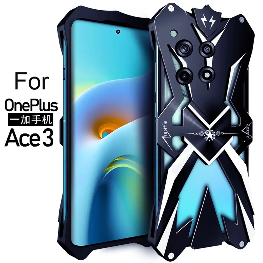 Powerful Shockproof Aluminum Hollow Case For Oneplus ACE 3 3V Racing 2v 2 Pro Metal Armor Cover For Oneplus ACE 2 Pro Case