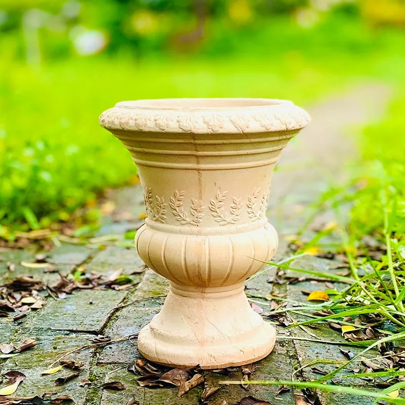 European flower pot handmade coarse pottery retro villa flower pot relief red pottery high value pottery balcony gar