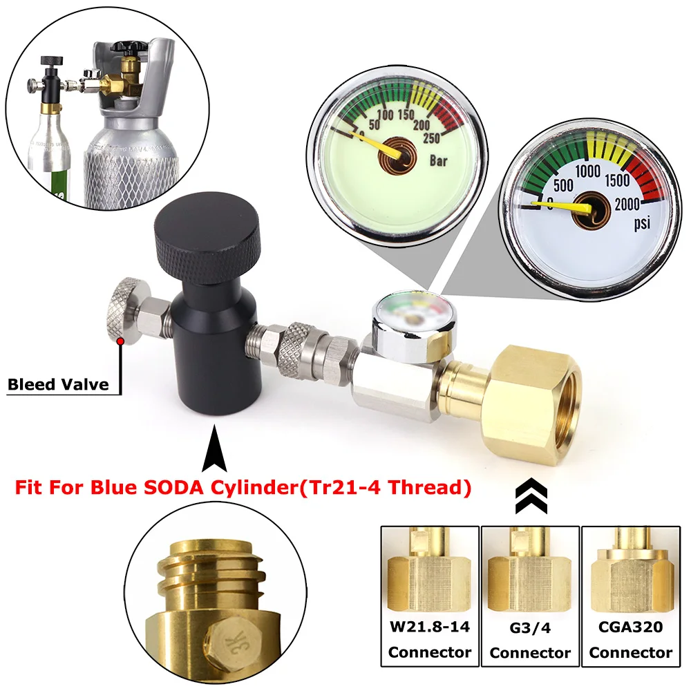 กระบอก Co2โซดาใหม่ (ด้าย Tr21-4) อะแดปเตอร์เติมกระแสสถานีเติมพอดีกับ sodastream กระบอก Co2สีฟ้า