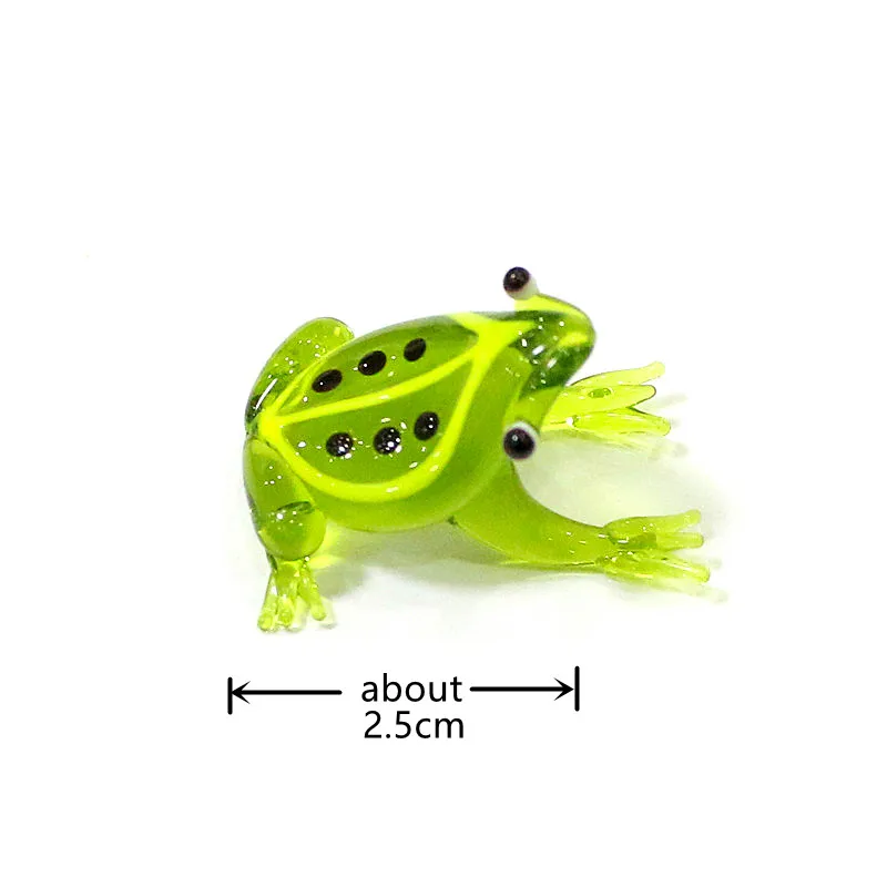 2 Stück Bunte Mini-Glas-Tierfiguren Niedliche Frosch-Miniatur-Statuen Ornamente für Zuhause Tischdekoration Feengarten Bonsai Deko-Zubehör – Detail 7