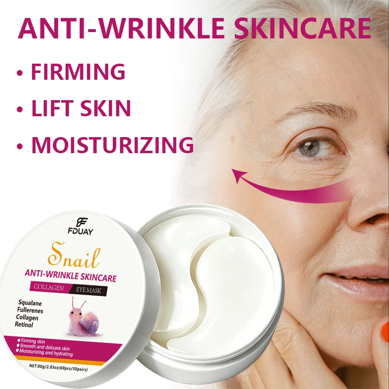 FDUAY Retinol Blend Snail Gel Eye Masks 30 Pairs - Easy Daily Use Under-Eye Skincare for Firming And Moisturizing Tired Skin