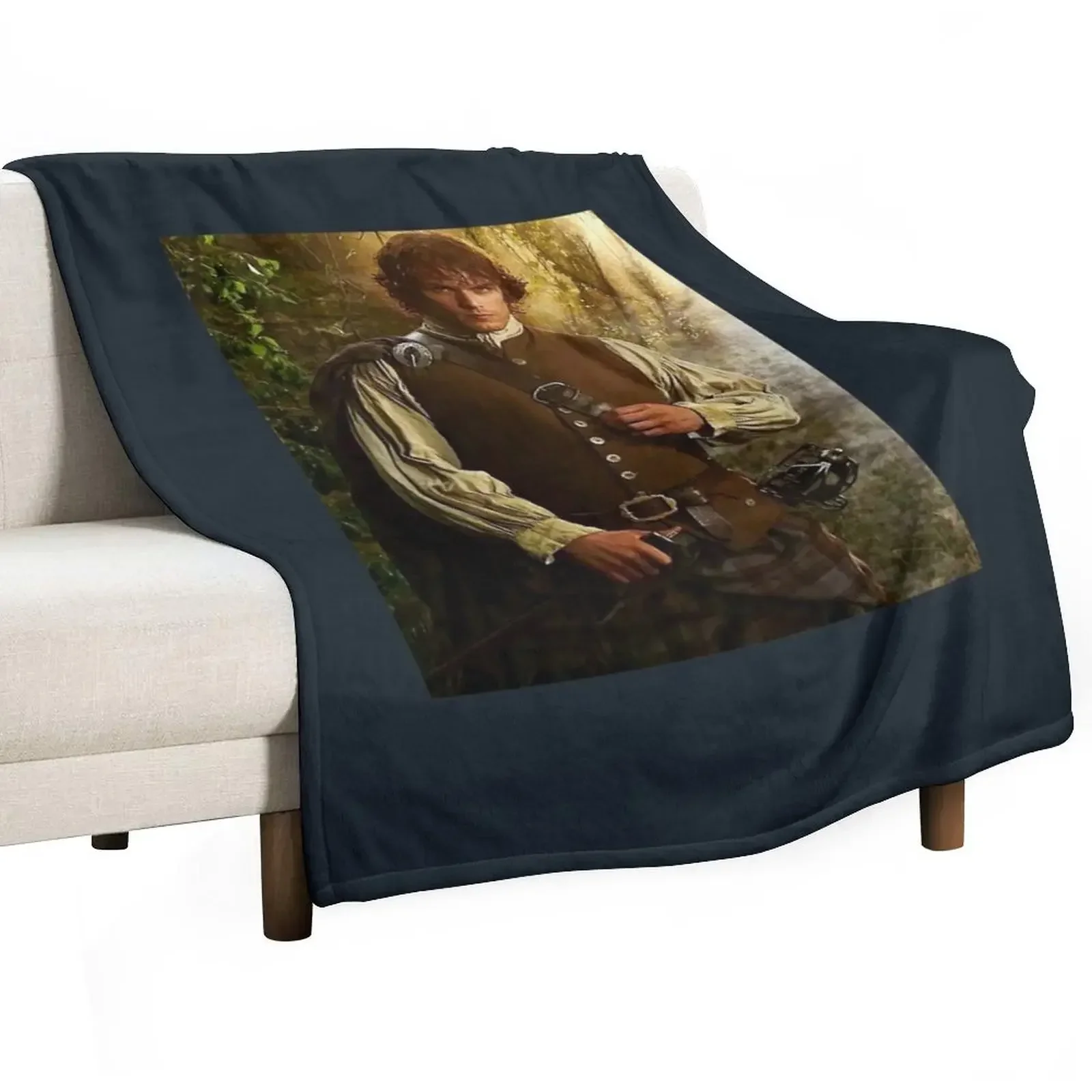 

Sam Heughan Throw Blanket Large Plaid on the sofa Hairy Soft Blankets