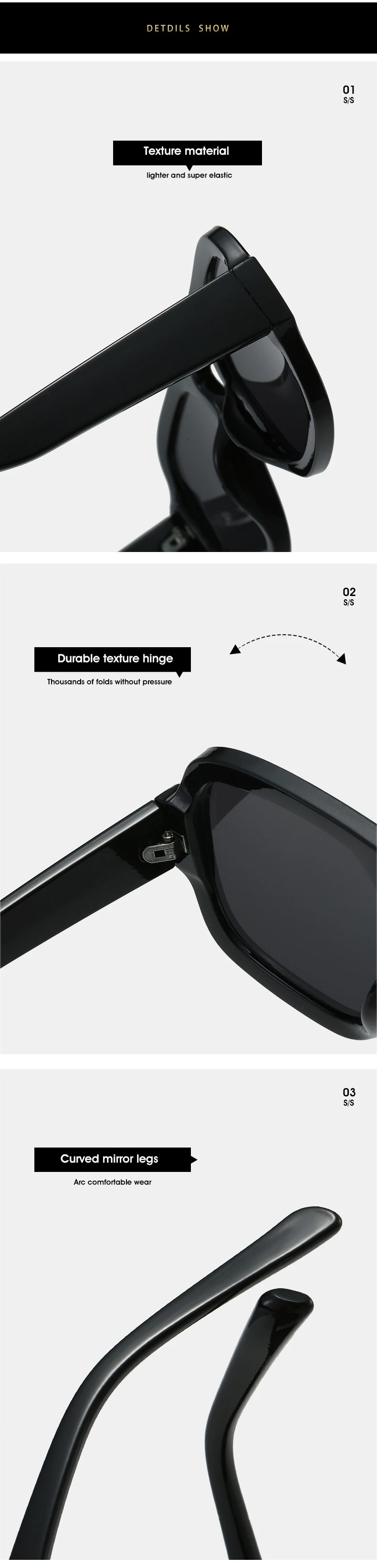 SO&EI Retro Quadratische Sonnenbrille Frauen Mode Gradient Shades UV400 Männer Punk Blau Grün Sonnenbrille – Detail 14