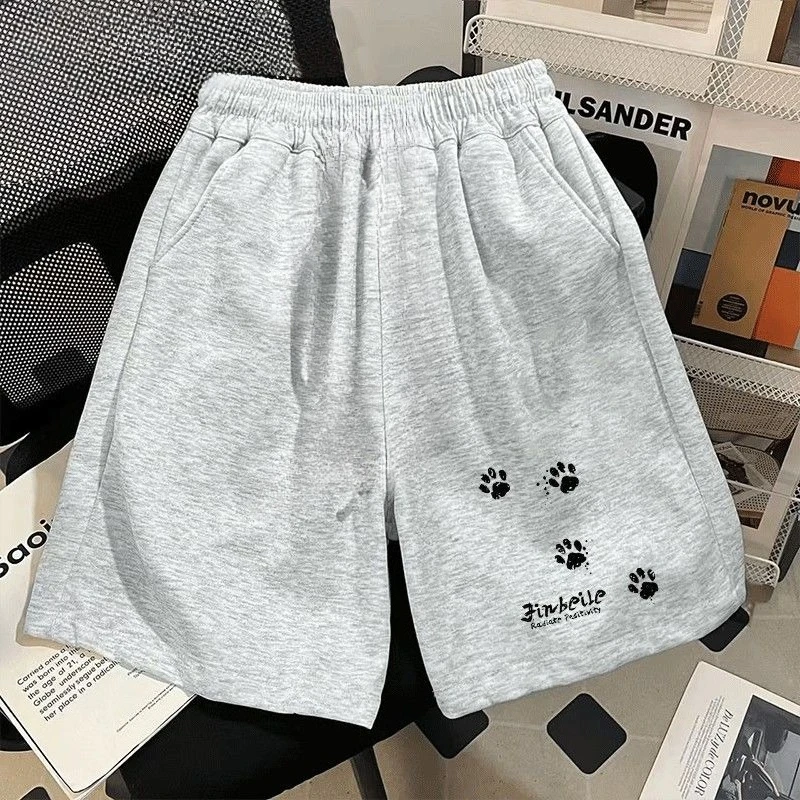 

25 летних мужских и женских шорт с милым принтом медвежьих лап, летние модные брендовые свободные новые спортивные брюки пятиминут из чистого хлопка