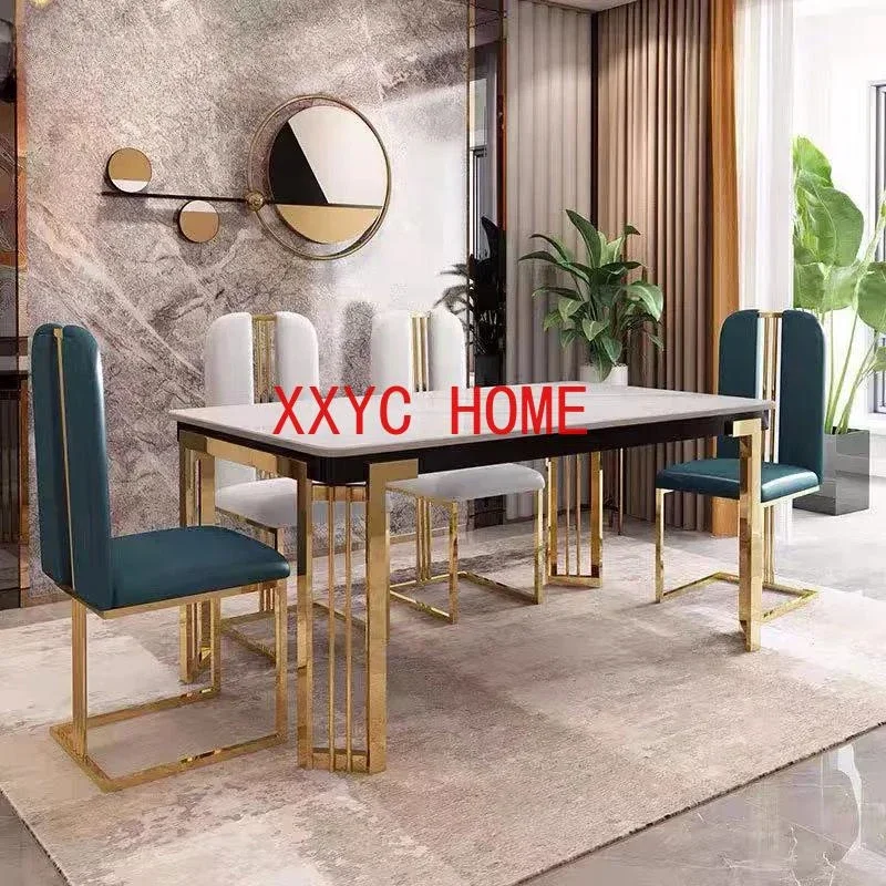 Modern Simple Rectangular  Kitchen Home Room Furniture Dining Table With Chairs
