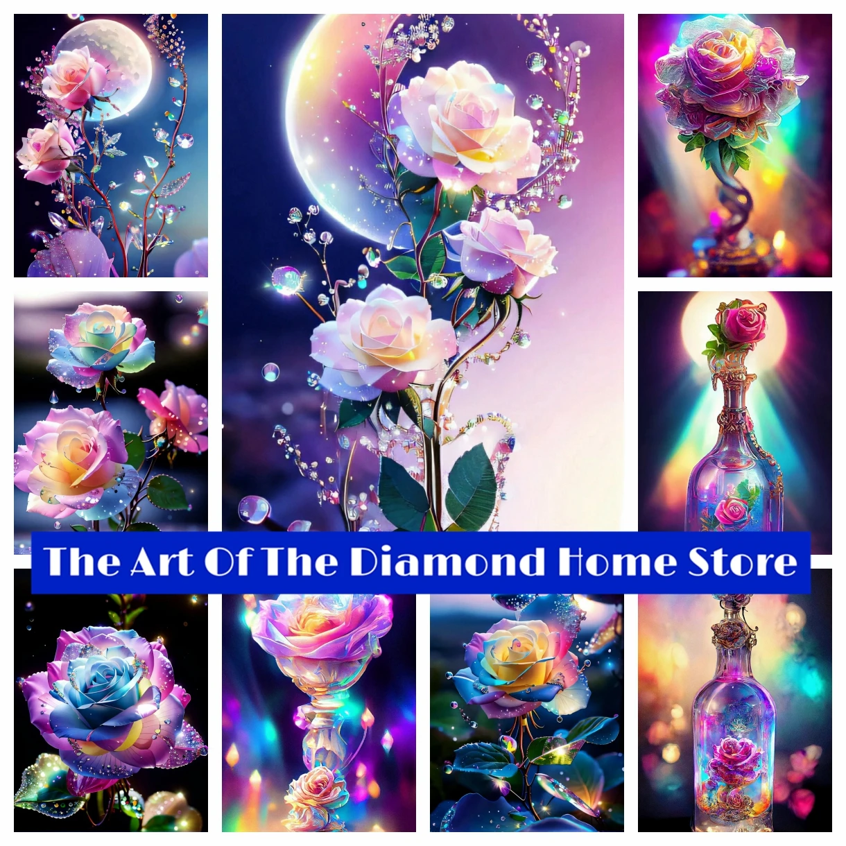 

Rainbow Rose 5D DIY AB Drill Diamond Painting Embroidery Dream Fantasy Flowers Cross Stitch Pictures of Rhinestones Home Decor