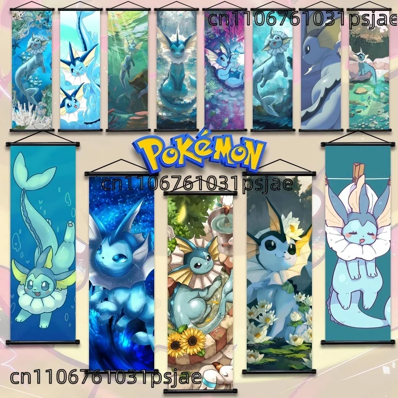 Vaporeon Pokémon Scroll Decorations, High - Quality, Show Underwater Scenes, Fade - Resistant for Kids' Rooms