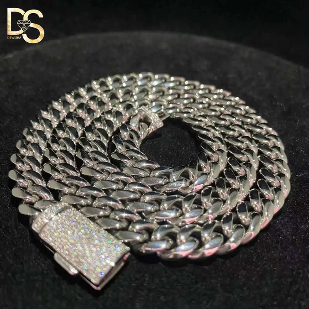 

Hip Hop Fashion 8mm Width Rapper Stainless Wholesale Iced Out Cuban Link Chain for Men