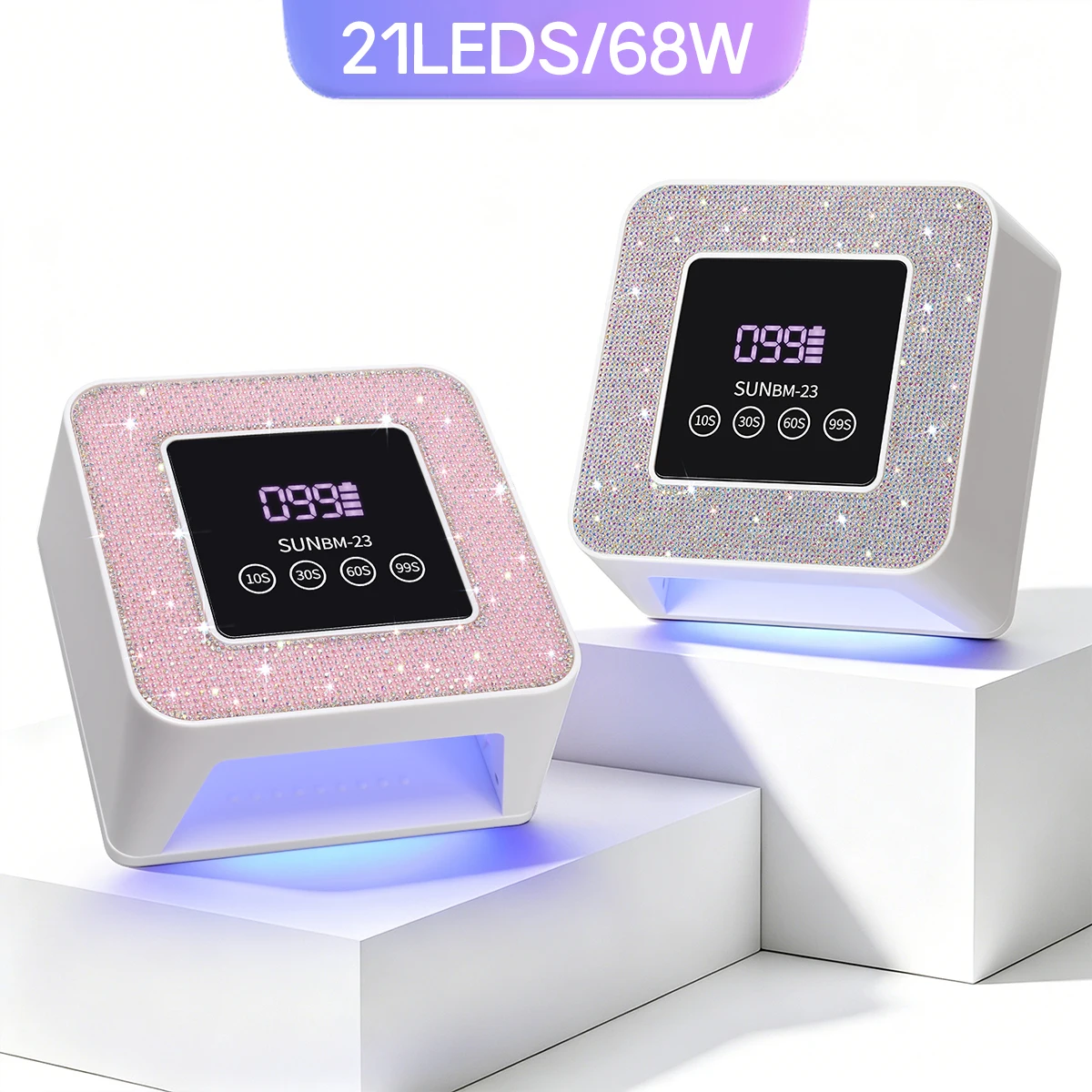DianaBeauty 68W UV LED Nail Lamp Rechargeable Gel Polish Drying Lamp With Auto Sensor & 4Timer Setting 24LEDS Wireless Nail Lamp