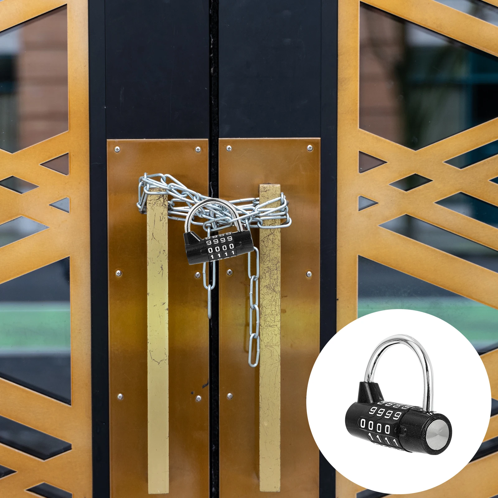 

4- Zinc Alloy Combination Padlock Waterproof Outdoor Lock For Locker Cabinet Door Black School Gym Storage Security Code