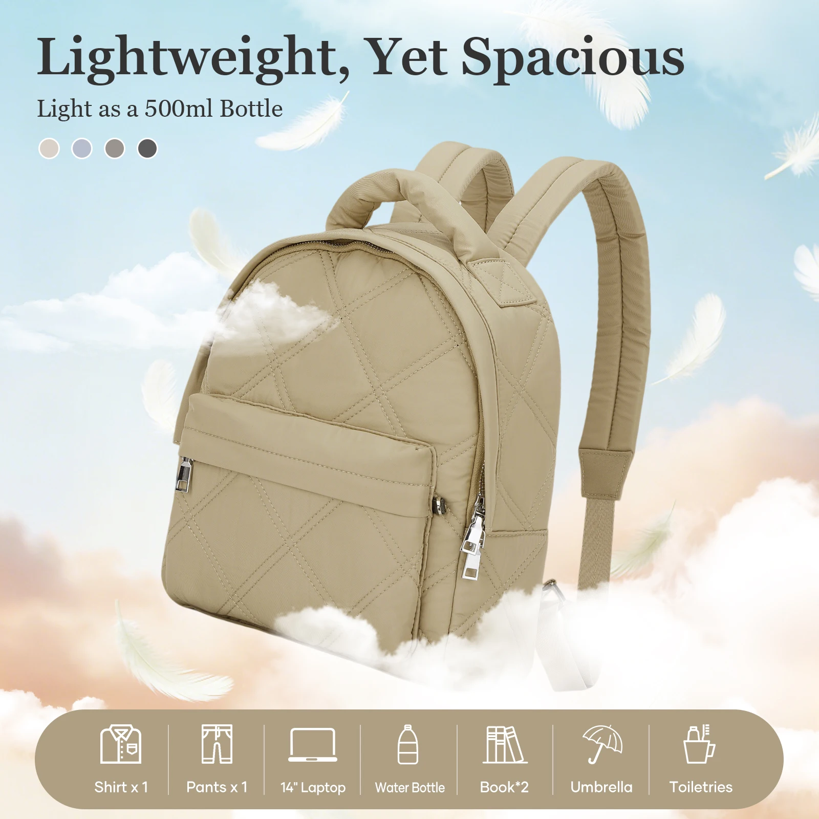 Women's Backpack Fashion Backpacks, Mini Backpack Lightweight Casual Backpack Work Bag Woman Puffer Small Backpack Purse view 6