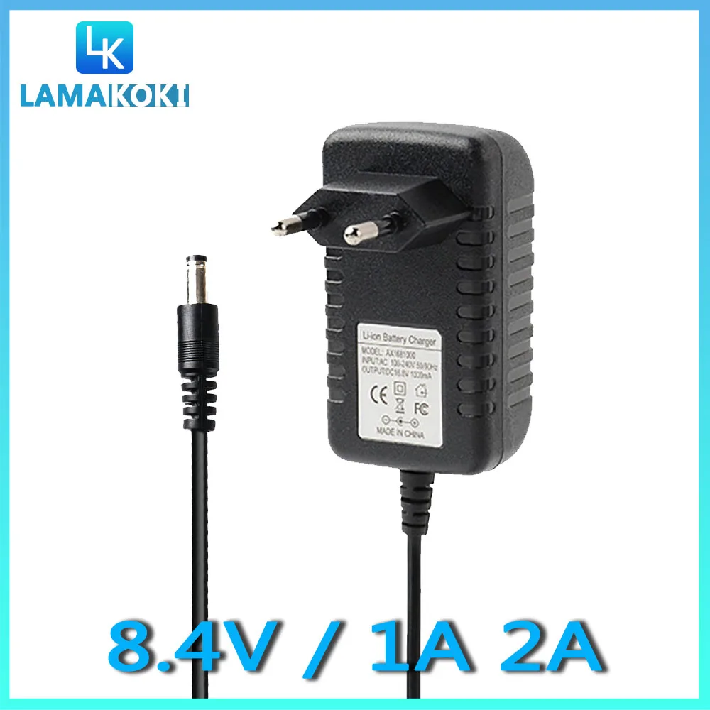 

8.4 V1A 2A Power Adapter Charger High Quality 8.4V 1A Polymer Lithium Battery Charger Dual IC 8.4V1A DC 5.5mmx2.1mm UK plug