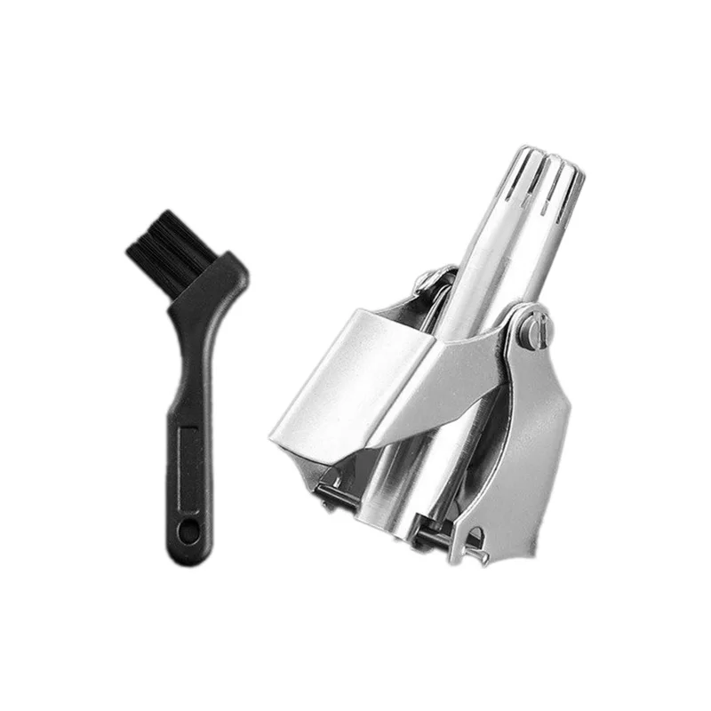 

1set Manual Nose Hair Trimmer with Cleaning Brush Men Portable Washable Ear Hair Cleaner Stainless Steel Safe Comfortable Tools