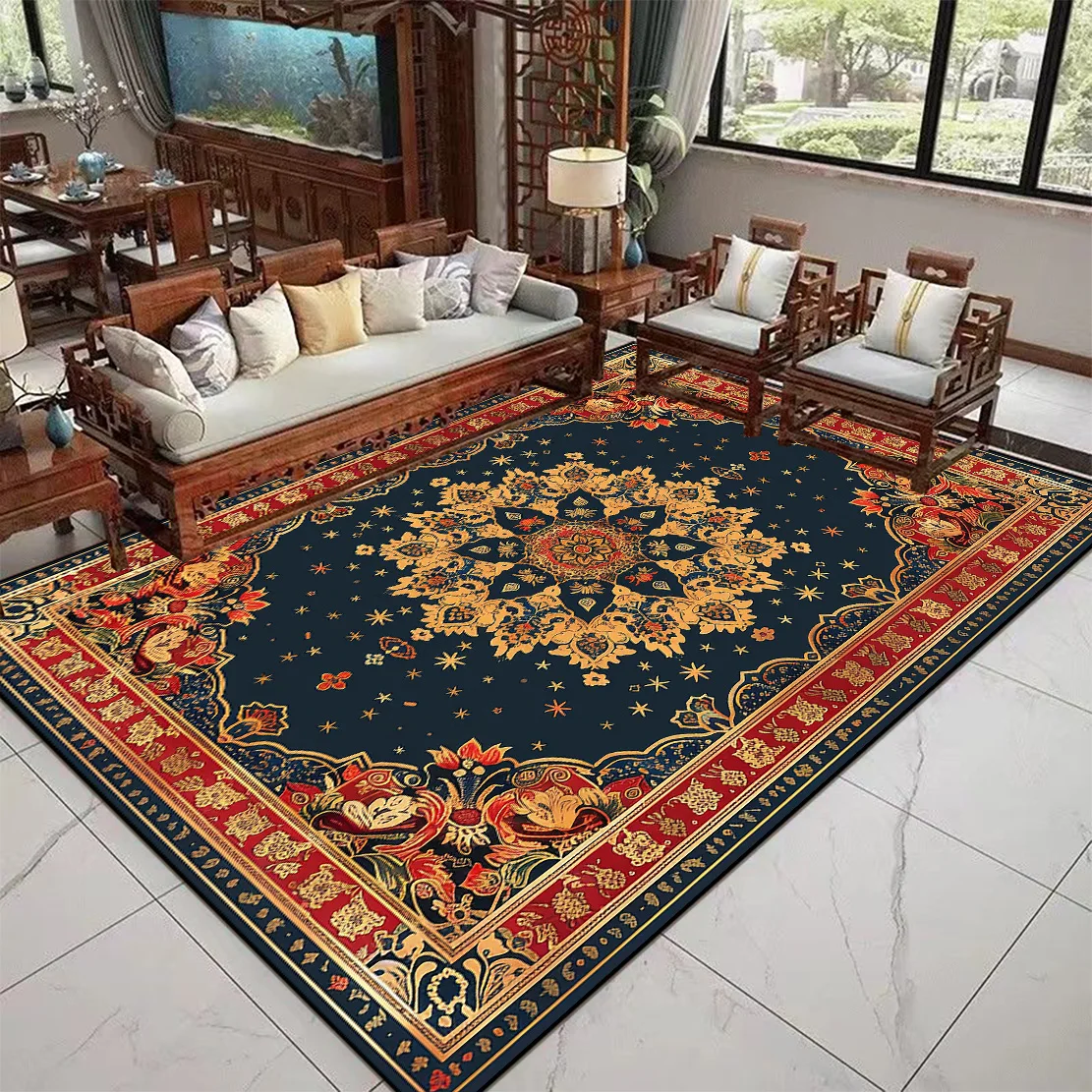 Retro Persian Carpet in The Living Room Washable Cloakroom Floor Mats Home Decor Large Size Rugs Lounge Antiskid Carpets Tapete