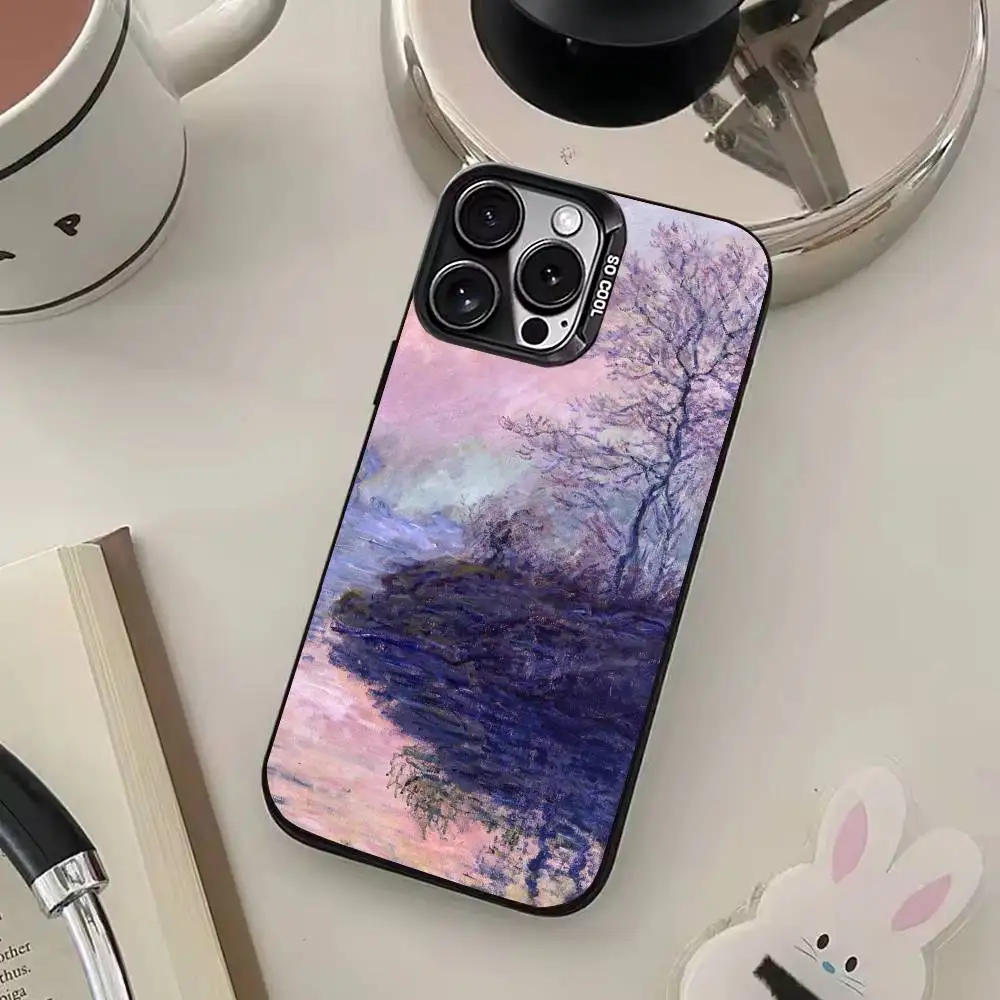 Pittura a olio Claude Monet Custodia per telefono posteriore in argento colorato per IPhone 17 16 15 14 13 12 11 Plus Pro Max Plus