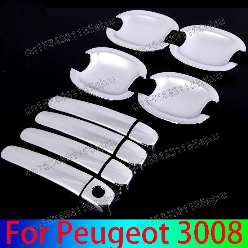 Car Accessories For Peugeot 3008 High-quality ABS Chrome Door Bowl Handle Anti-scratch Protection