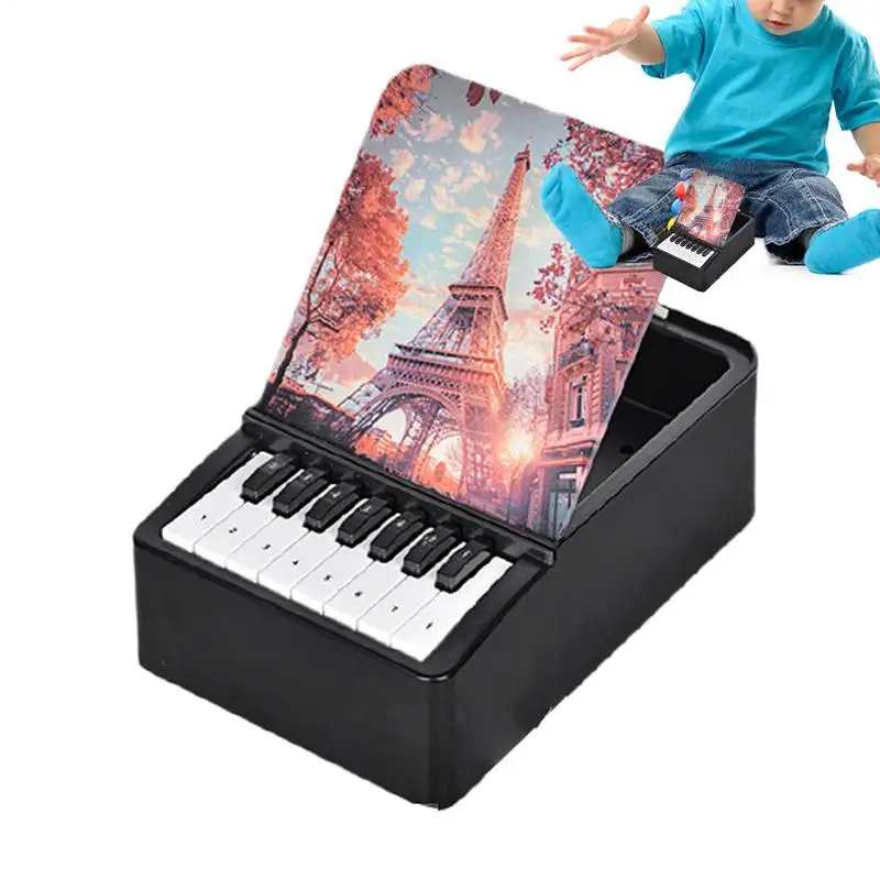 تقويم مكتب البيانو القابل للتشغيل، تقويم موسيقى البيانو مع بطارية خفيفة تعمل بتقنية توقيت التقويم 2025 قطعة مركزية لسطح المكتب