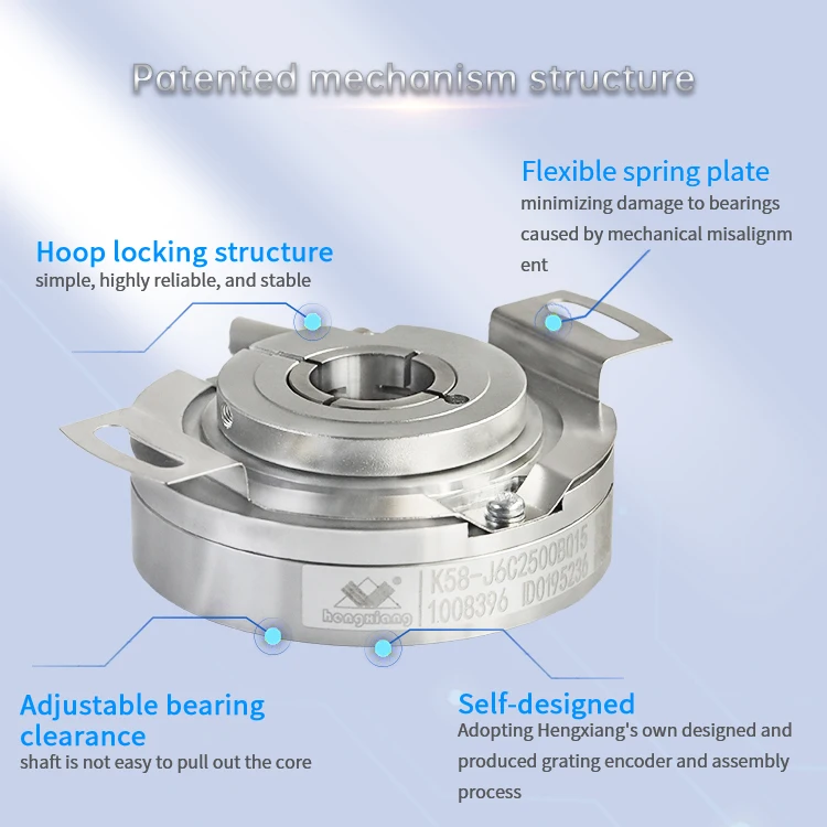 HENGXIANG Elevator Encoder Original New K58 2500ppr UVW Signal Incremental 24mm Thickness 58m External Diameter Hollow Shaft