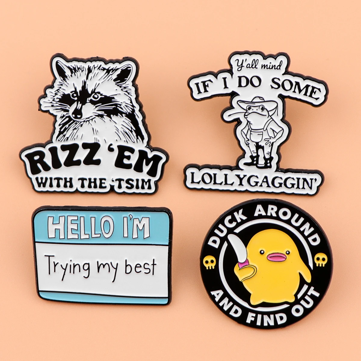 Funny Duck Enamel Pin Cute Raccoon Brooch Pines Lapel Pins Badge on Backpack Clothing Accessories Animal Jewelry Friends Gifts