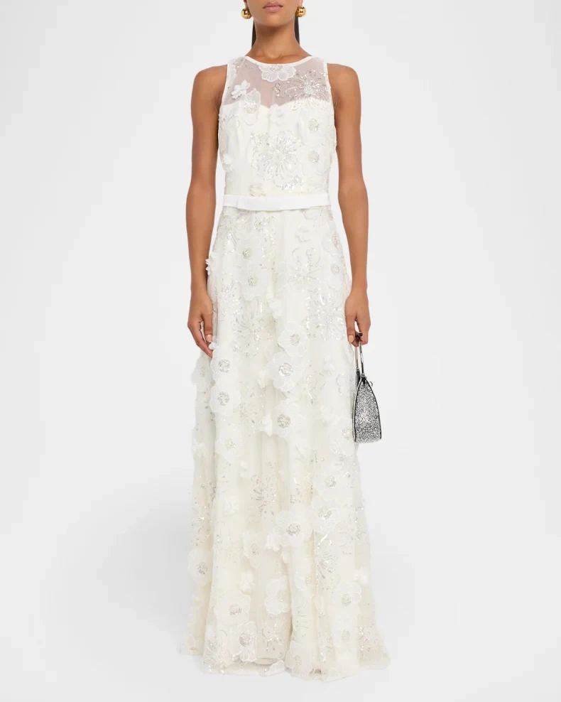 

Индивидуальные элегантные длинные платья А-силуэта из фатина с бисером, пайетками и цветочным узором, с вырезом-лодочкой, для особых случаев, на заказ, формальные, доступны разные размеры